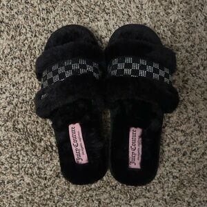 Juicy Couture Black Fur Slides
